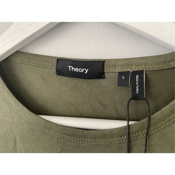 Theory Men’s Large Precision T-Shirt Olive Branch Luxe Cotton NWT - Picture 3 of 5